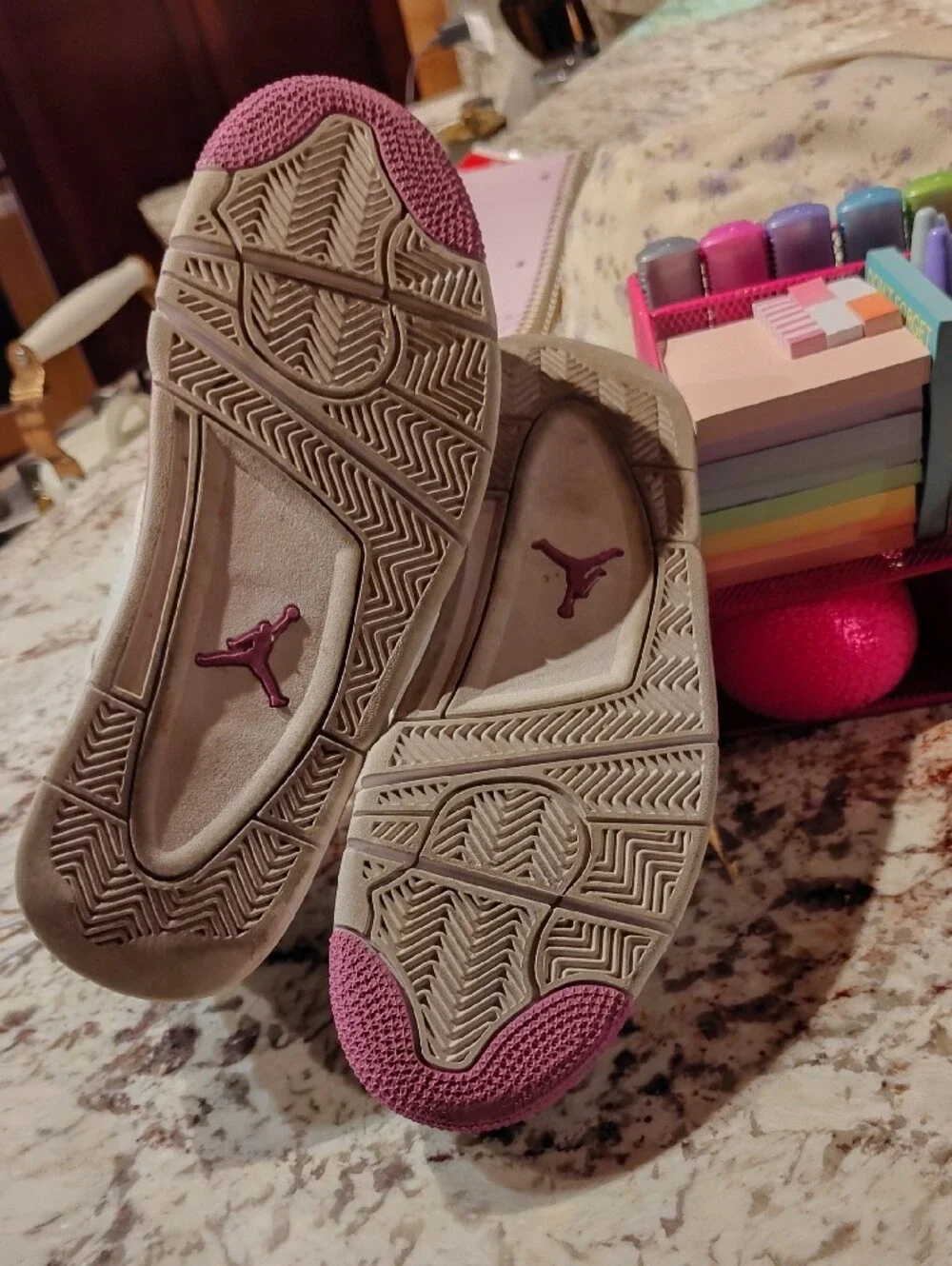 Women’s White and Pink Retro High-Top Sneakers